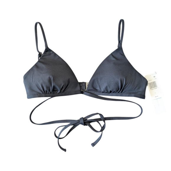 Jonathan Simkhai Harlen Black Tie Back Bikini Top New Size Large Triangle $95 - Picture 2 of 9
